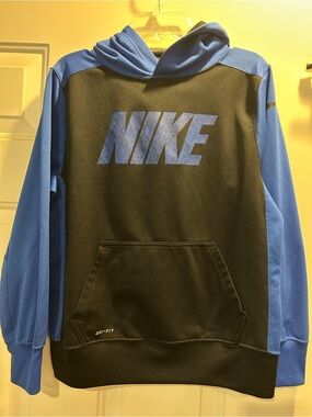 Nike Boys Dri-FIT Black & Blue Hoodie size Large
